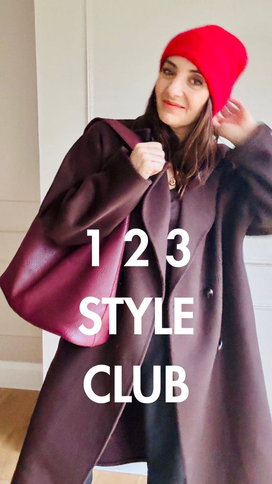 Outerwear styling using the 1-2-3 Style Club rule by a Yorkshire personal stylist and colour analyst