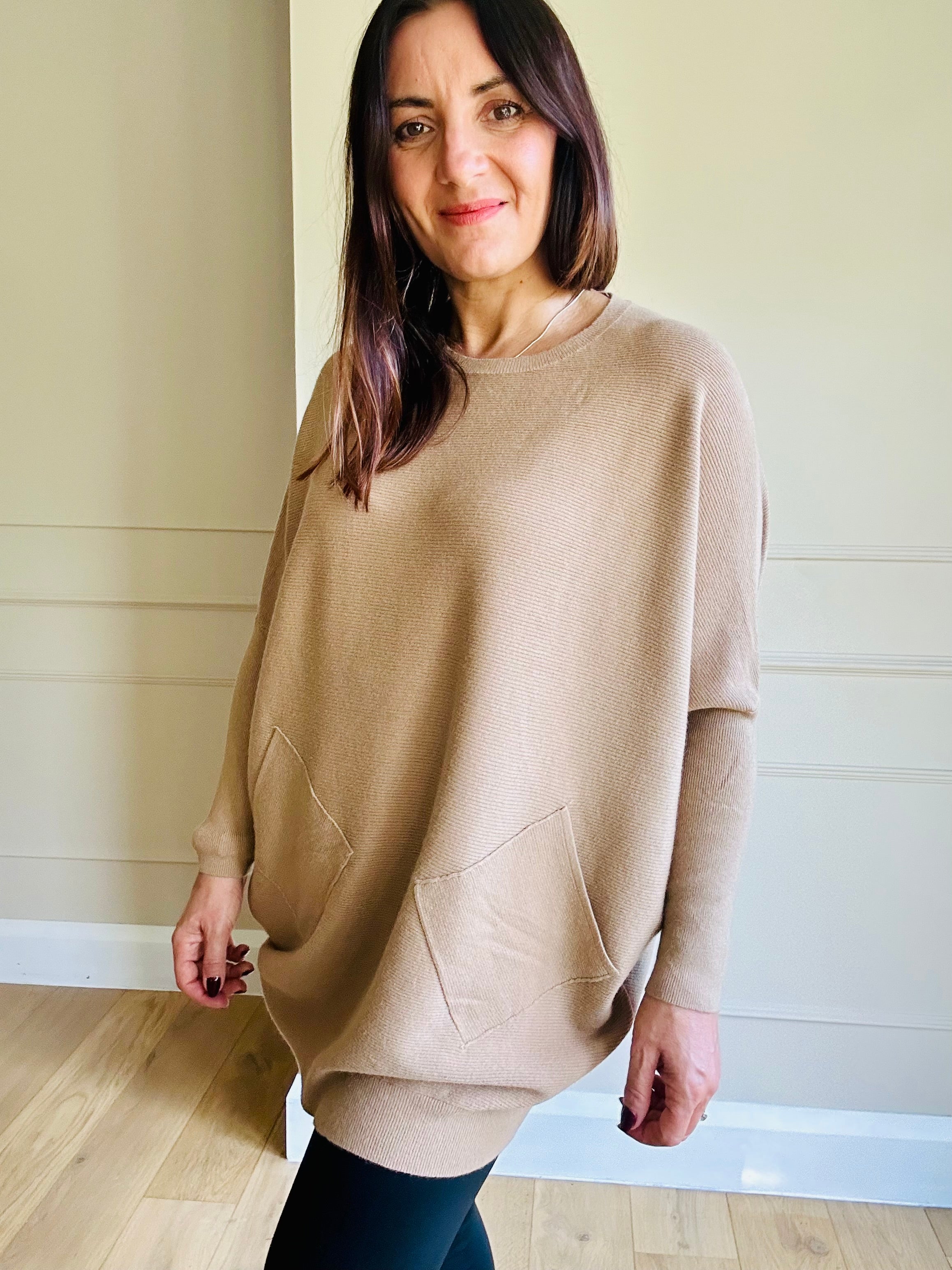 Top Vertigo Rib Knit Cocoon Sweater sz Med